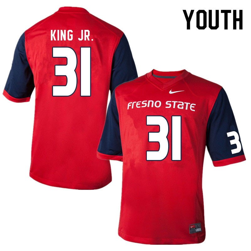 Youth #31 Sherwin King Jr. Fresno State Bulldogs College Football Jerseys Sale-Red - Click Image to Close
